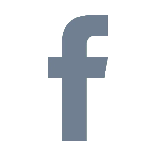 The iconic Facebook logo stands out in shades of gray against a crisp white background.